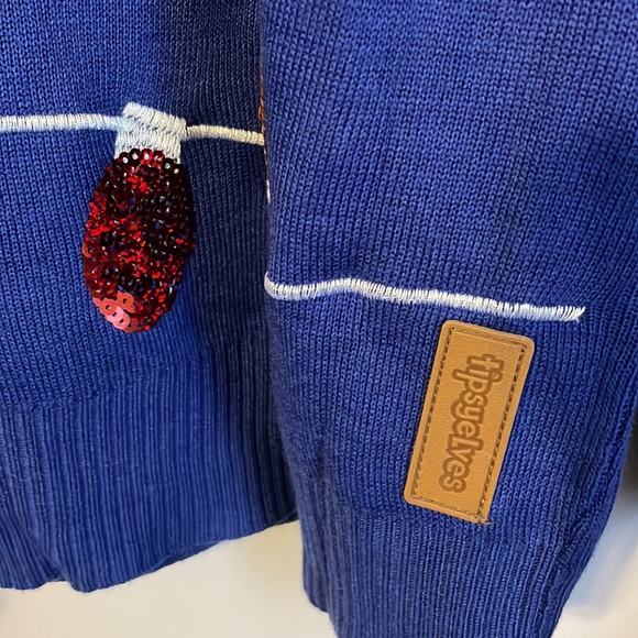 Tipsy Elves Blue Sequin Holiday Lights Ugly Christmas Sweater - Size XXL - Picture 5 of 9